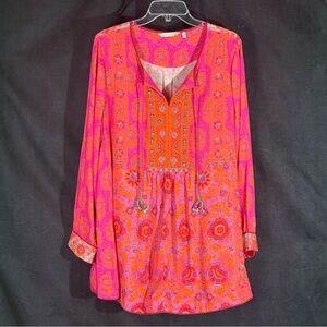Soft Surroundings Bohemian Pink and Orange Women's Tunic